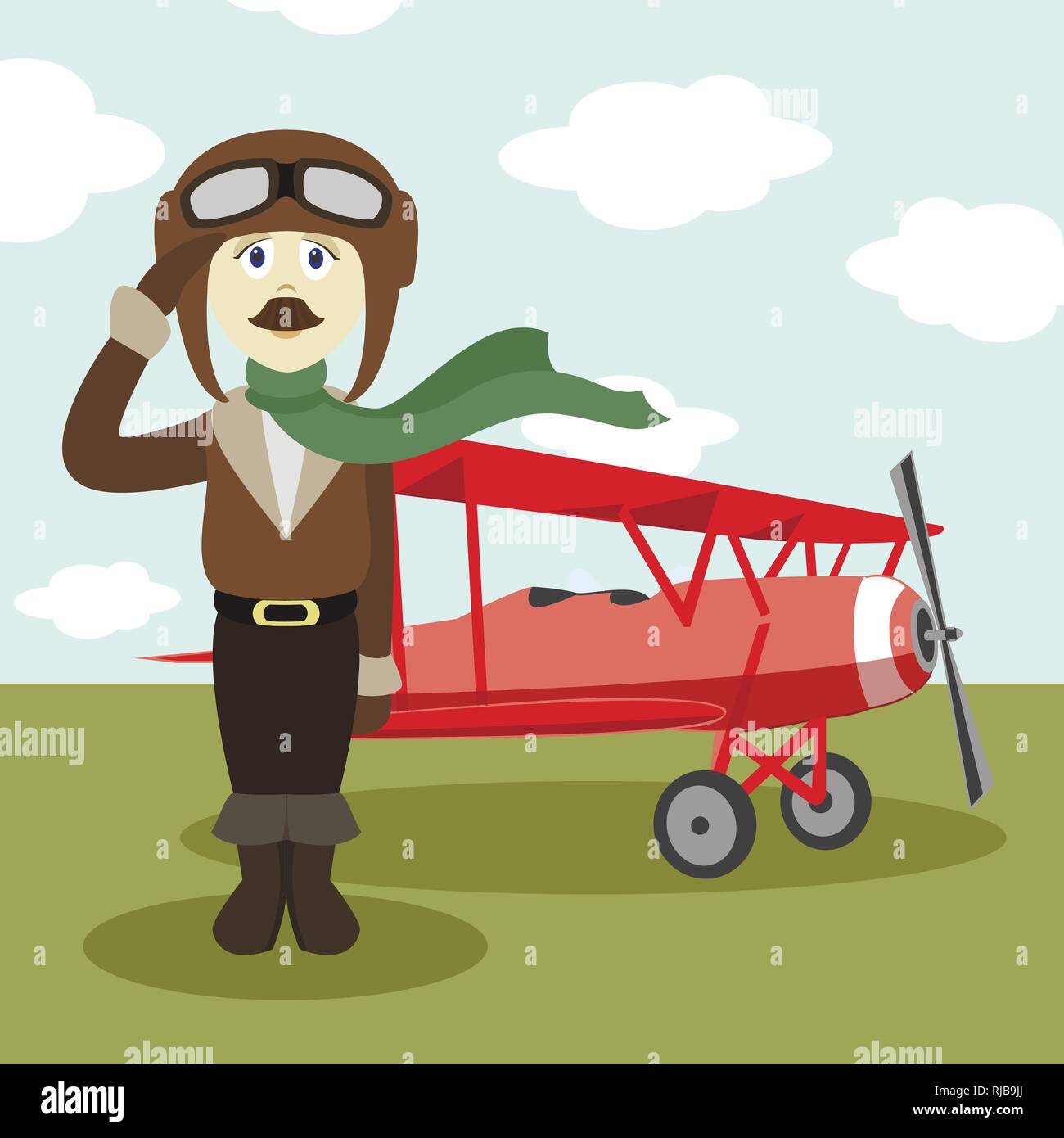 Pilot in uniform flat design style, isolated on lighht background ...