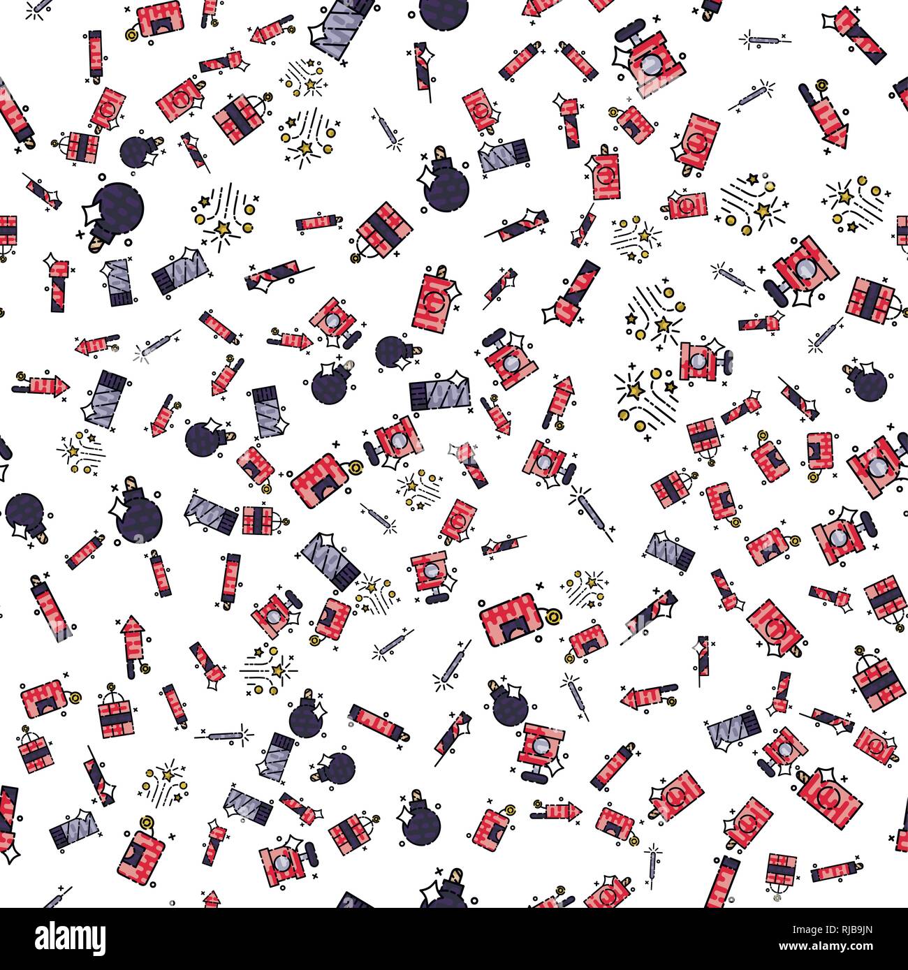 Pyrotechnics set pattern. Vector illustration EPS 10 Stock Vector