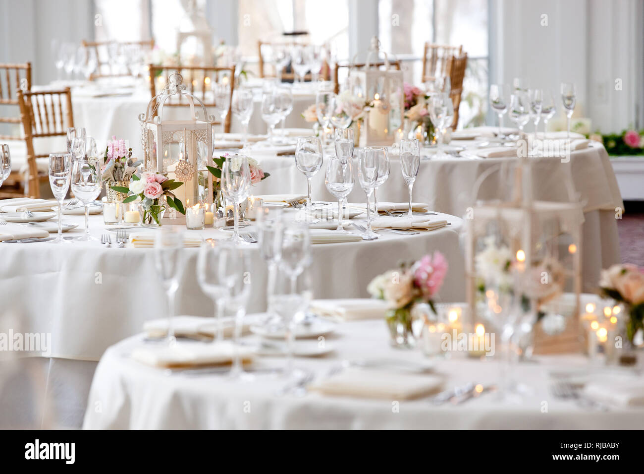 Interior Photo Of Wedding Tables Set For Fine Dinning During A