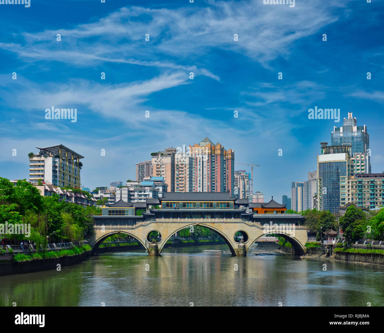 Anshun bridge at day. Chengdu, China Stock Photo