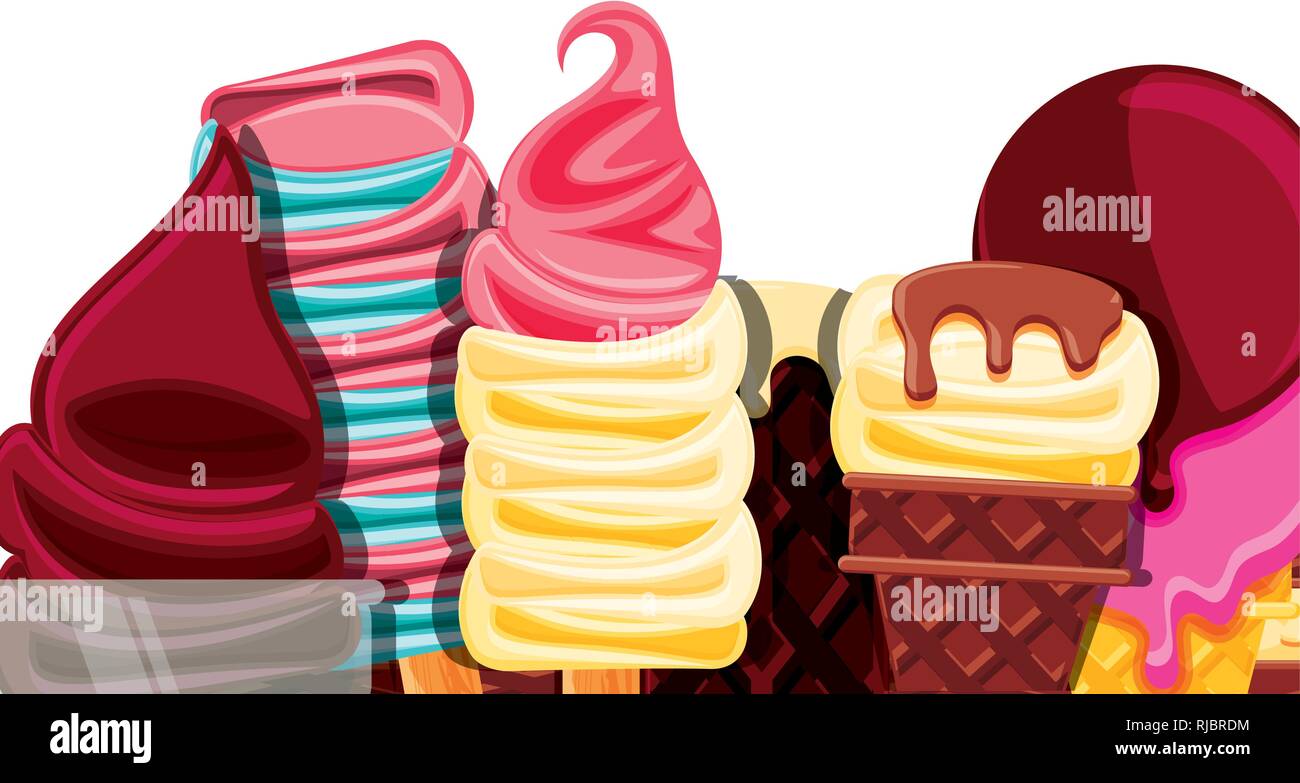 set of delicious ice cream vector illustration design Stock Vector ...