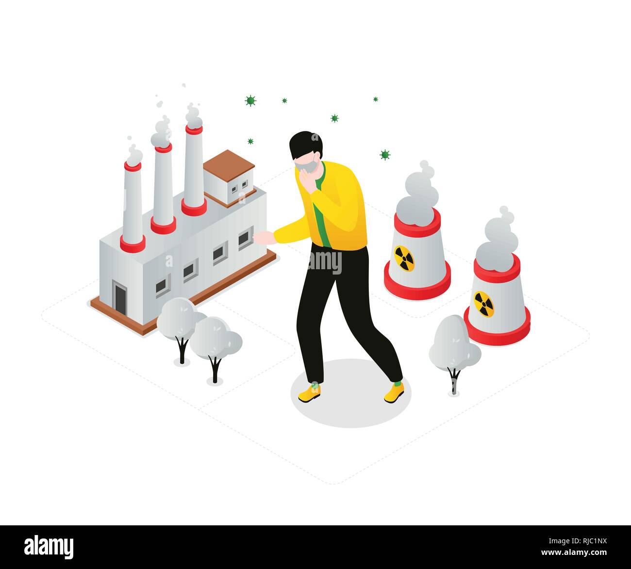 Air pollution - modern colorful isometric vector illustration Stock Vector