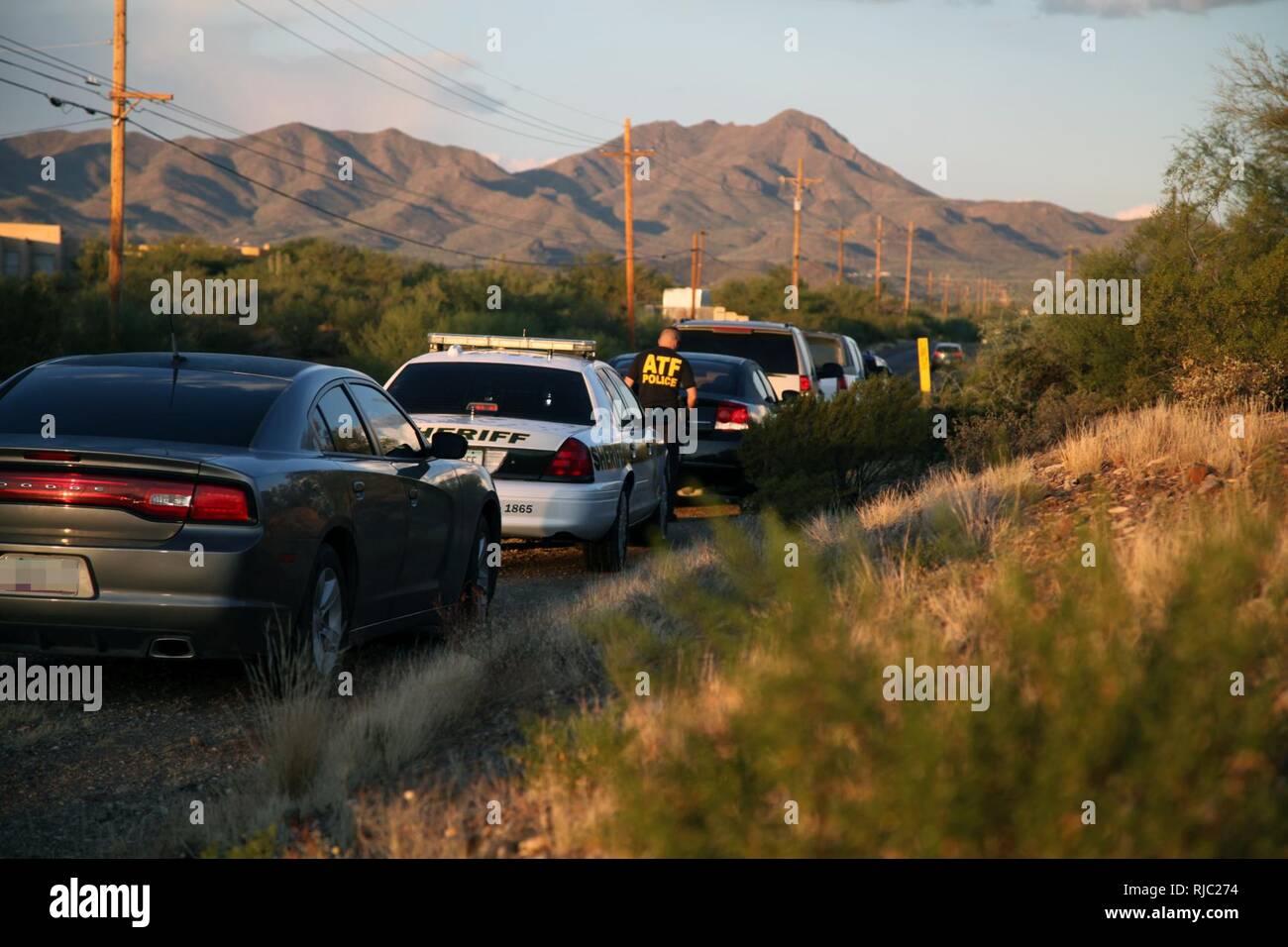 Investigators from multiple federal and local law enforcement agencies, including U.S. Immigration and Customs Enforcement’s (ICE) Homeland Security Investigations (HSI), the Drug enforcement Administration, and the Pima County Sheriff’s Department, executed numerous search and arrest warrants in southern Arizona Thursday, dismantling a local drug trafficking organization suspected of distributing and selling heroin, marijuana, and various firearms. Stock Photo