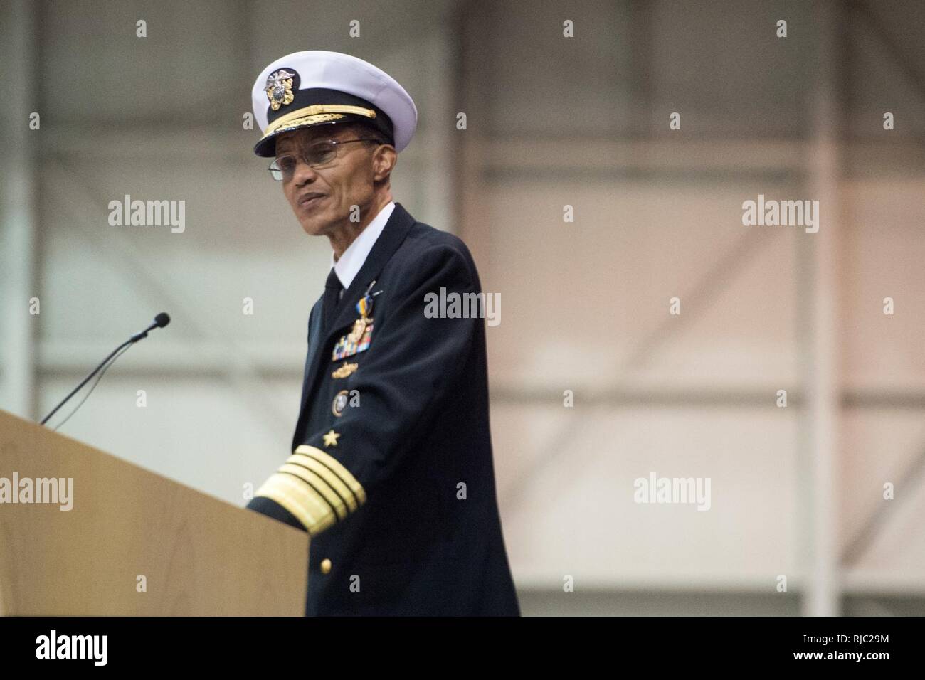 Defense Secretary Ash Carte and Marine Gen. Joseph F. Dunford Jr., chairman of the Joint Chiefs of Staff, participate in the Strategic Command change of command ceremony at Offutt Air Force Base, Omaha, Nebraska Nov. 3, 2016.  Air Force Gen. John E. Hyten assumes command from Navy Adm. Cecil D. Haney. Stock Photo