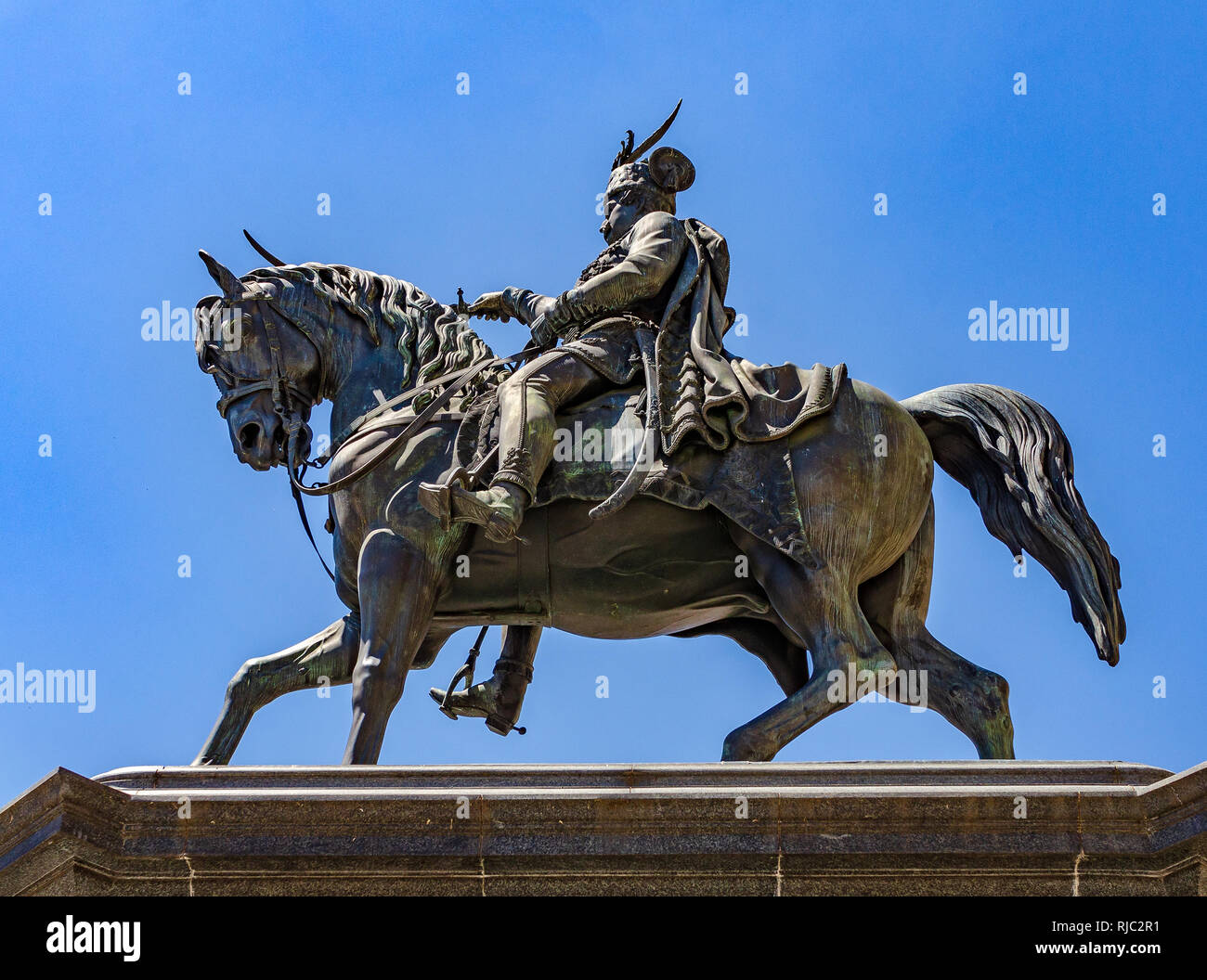 Ban Josip Jelacic monument in the central square in Zagreb, Croatia. Stock Photo