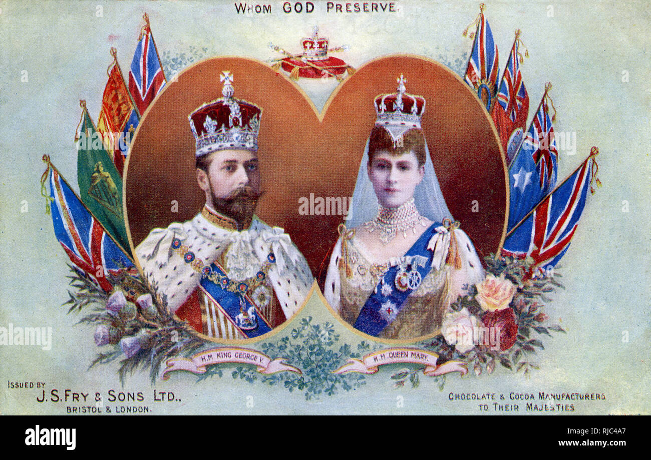 Coronation of King George V - Advertising card for J S Fry Stock Photo