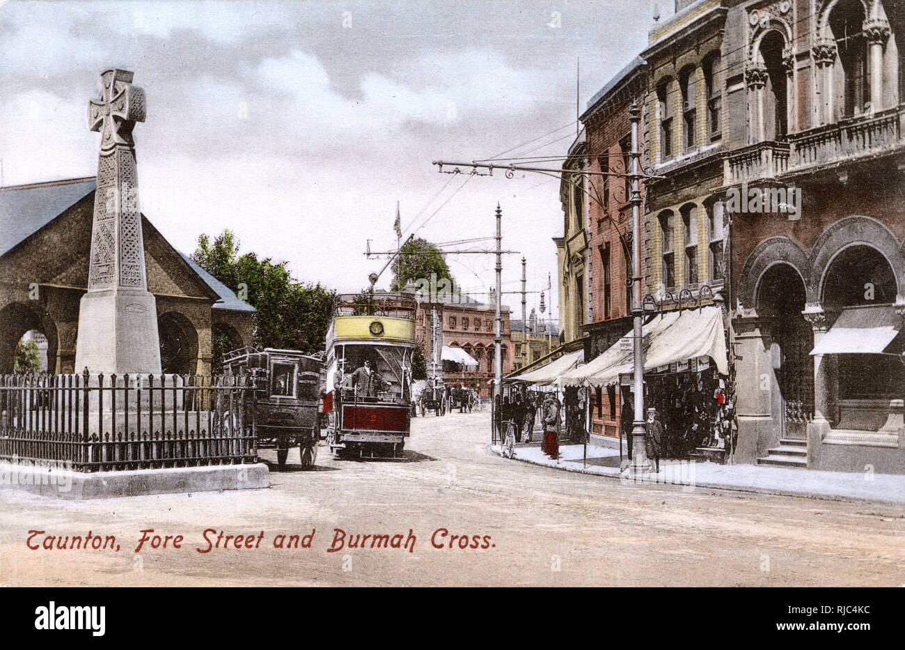 Taunton, Somerset Fore Street and Burma War Memorial (Burmah Cross Stock Photo Alamy