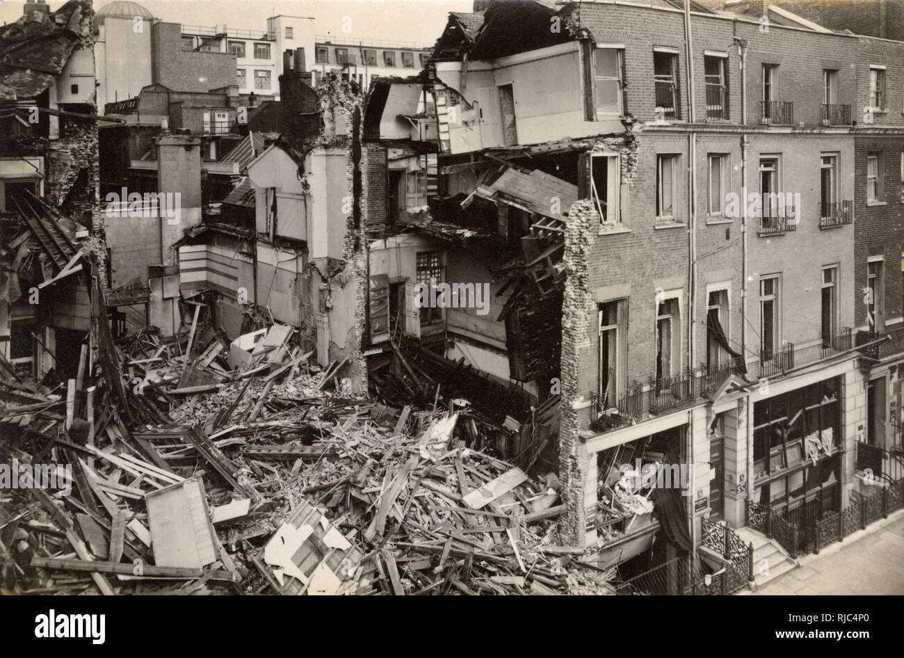 WW2 - Home Front - Bomb Damage in London - Savile Row backing on to Heddon Street - 16th September 1940. Stock Photo