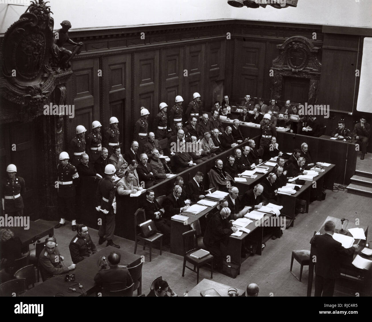 The Nuremberg Trials - The Defendants in the dock. Stock Photo