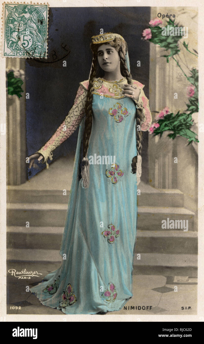 Mademoiselle Vera Nimidoff - Russian Operatic Mezzo-Soprano in a historical role. Stock Photo