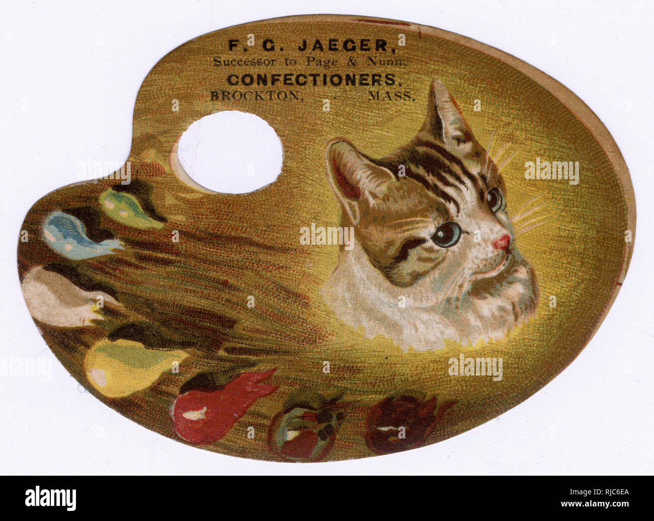 Diecut Trade Card for F G Jaeger Confectioners Stock Photo Alamy