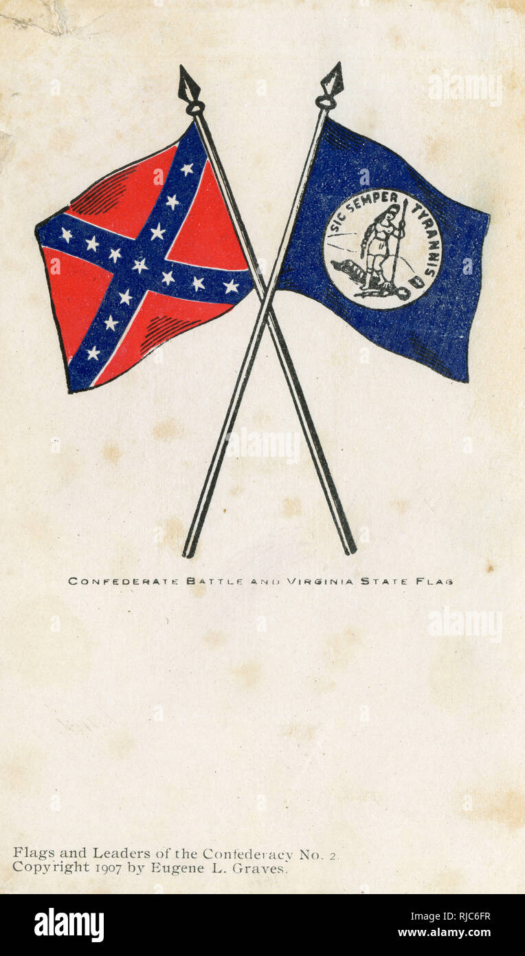 USA, The Confederate Battle Flag and the Virginia State Flag Stock Photo