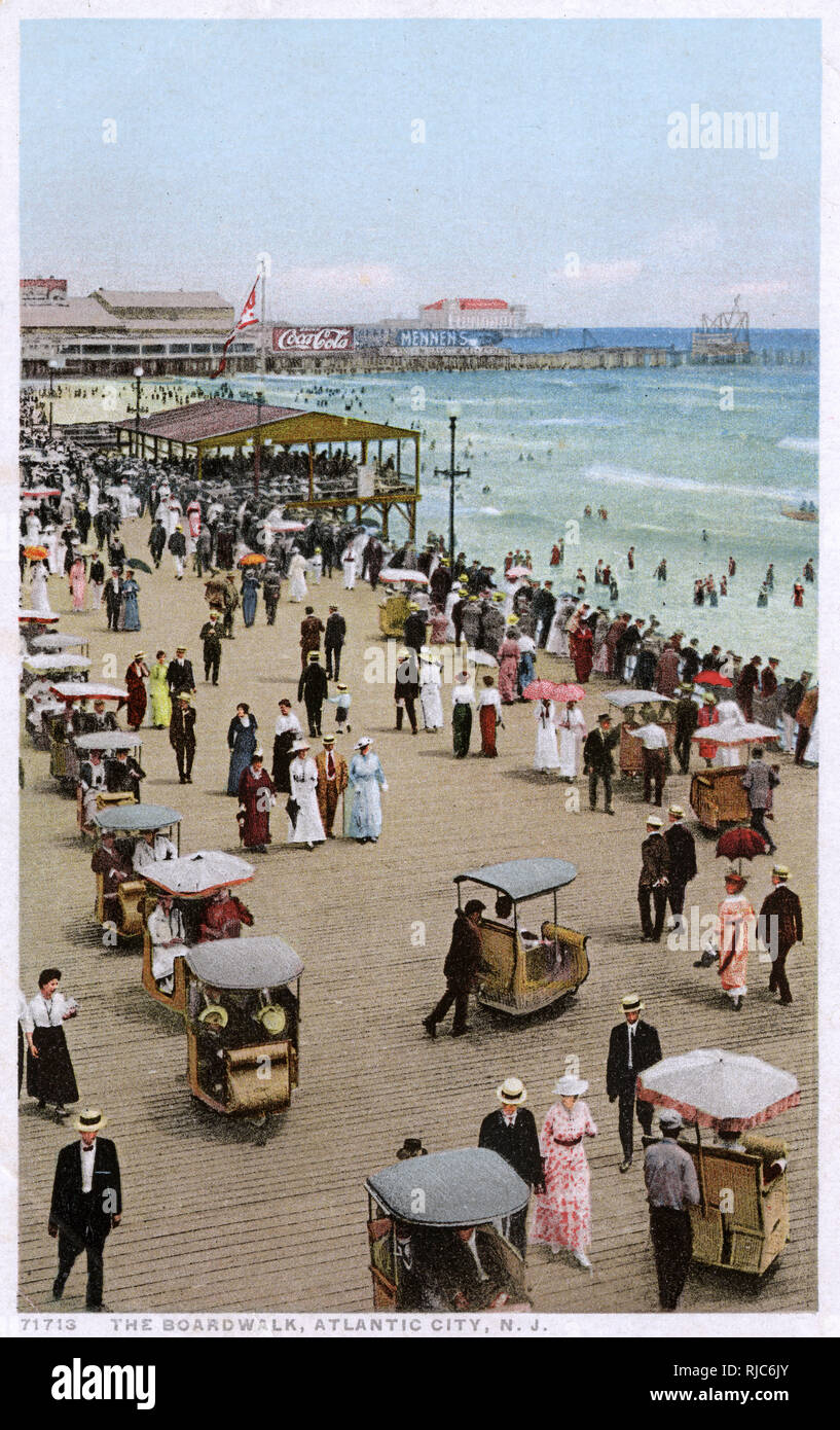 Boardwalk Atlantic City, New Jersey, USA Rolling Chairs Stock Photo