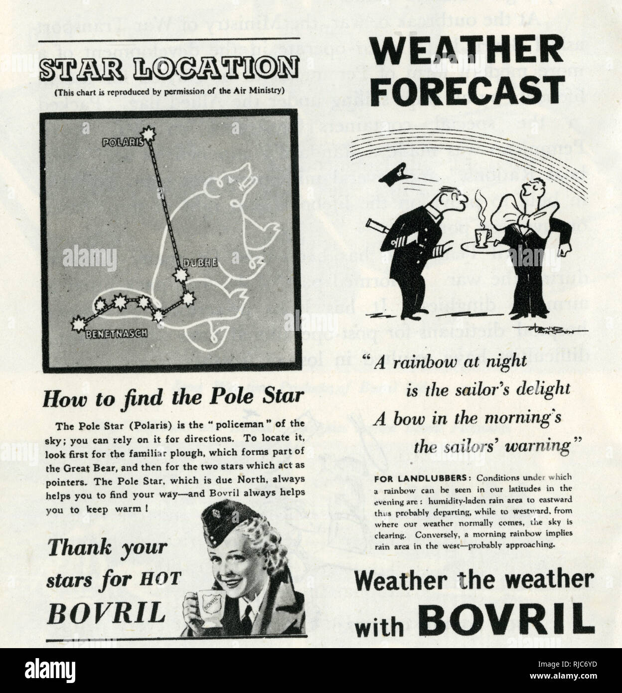 Two Bovril advertisements which appeared during the Second World War. Stock Photo