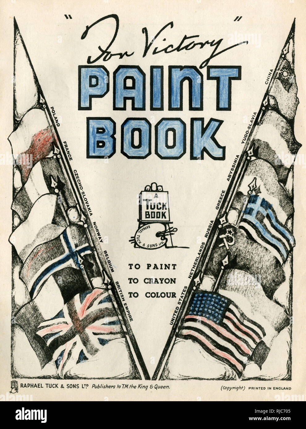 Title page design, For Victory Paint Book, WW2 Stock Photo