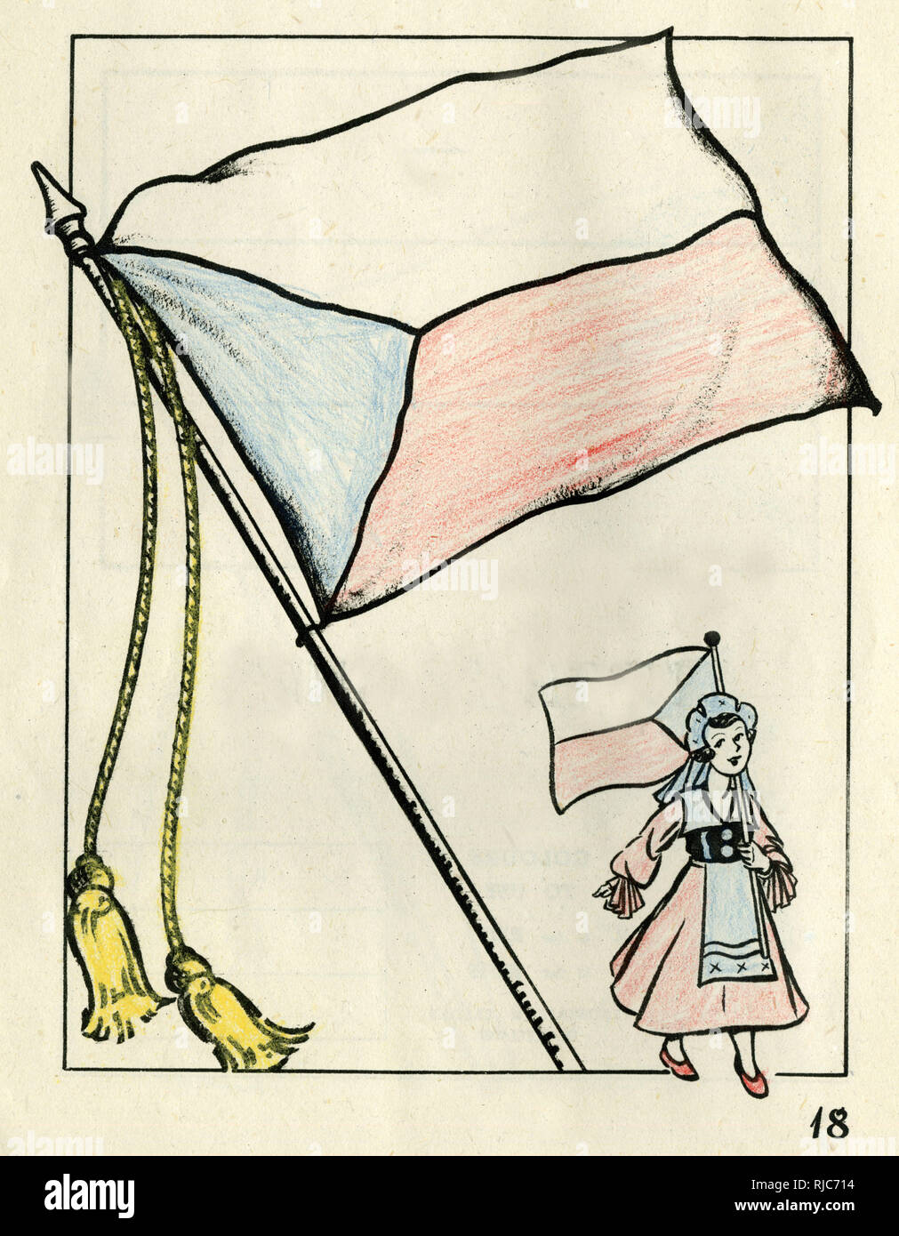 Download Colouring page, For Victory Paint Book, with a Czechoslovakian flag and a little girl in ...