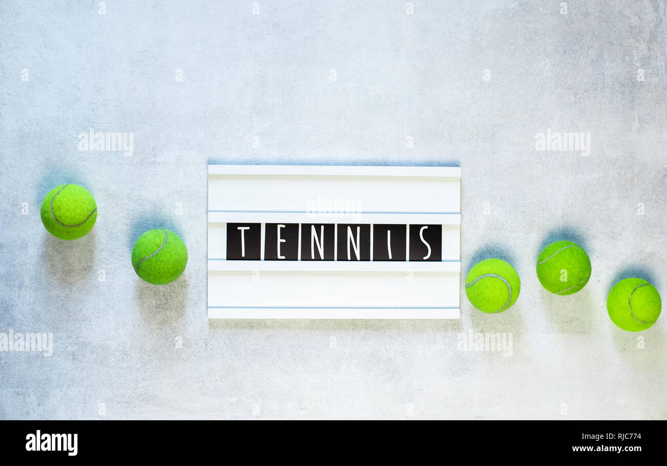 tennis balls and a racket on white background, with copy space Stock ...