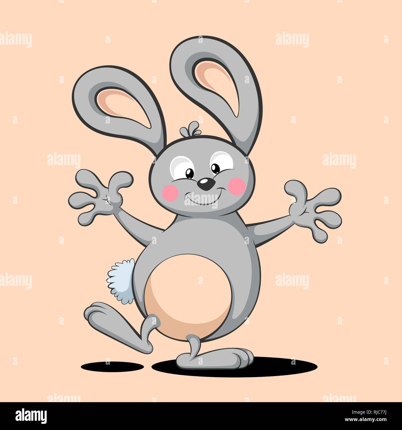 Cute rabbit - funny hello illustration. Stock Vector