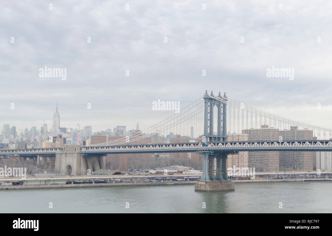 Manhattan Bridge across the East River, New York, United States Stock Photo