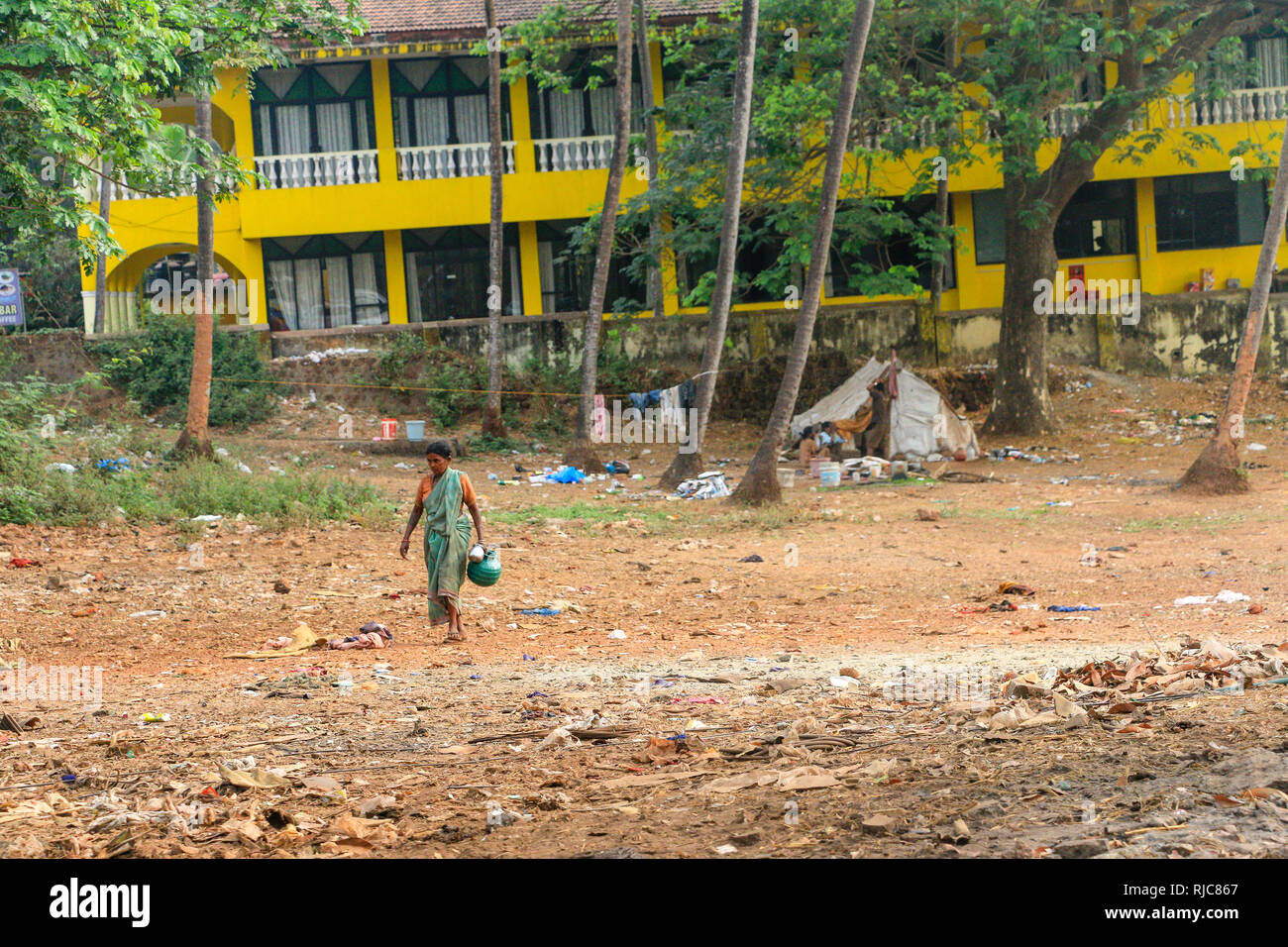Living in poverty  in the  ghettos and slums of Goa, India, Asia Stock Photo