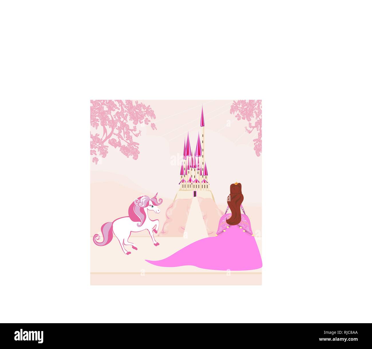 Beautiful young queen in front of her castle Stock Vector Image & Art ...