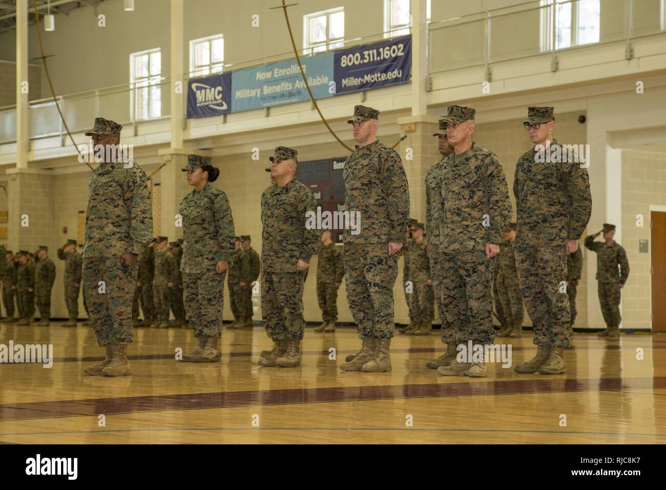 Sgt. Maj. Johnnie Hughes, left, sergeant major, Headquarters and Support Battalion, Marine Corps