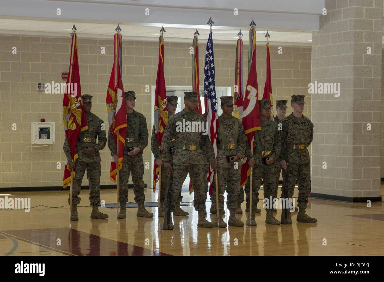 Marines with the Marine Corps Installations East, Marine Corps Base Camp Lejeune Color Guard