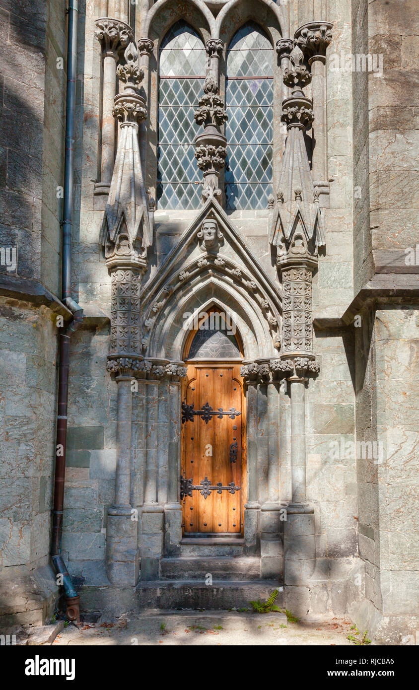 Gothic portal of Stavanger Cathedral (Stavanger domkirke), the oldest norwegian cathedral and major landmark in Stavanger, Rogaland county, Norway, Sc Stock Photo