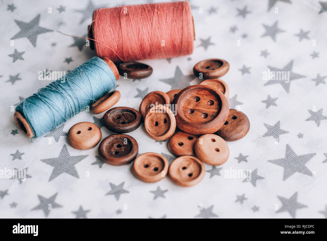 wooden buttons handmade in beautiful cotton fabrics in grey stars ...