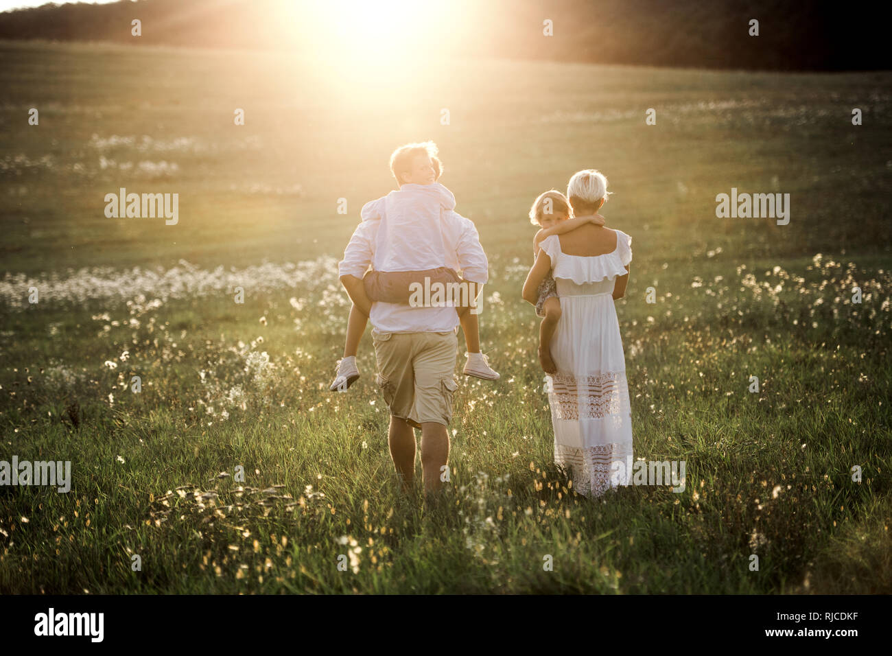 Family fun garden rear view hi-res stock photography and images - Alamy