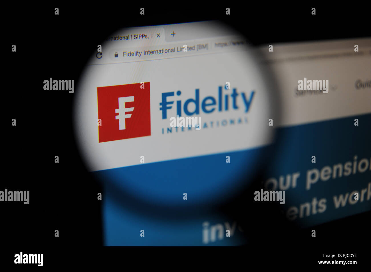 The UK Website of the multinational financial services corporation Fidelity Investments Stock Photo