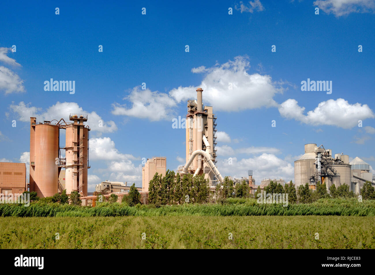 Cement Works, Cement Mill, Cement Factory, Cement Kiln or Concrete Factory or Industrial Architecture Beaucaire Provence France Stock Photo