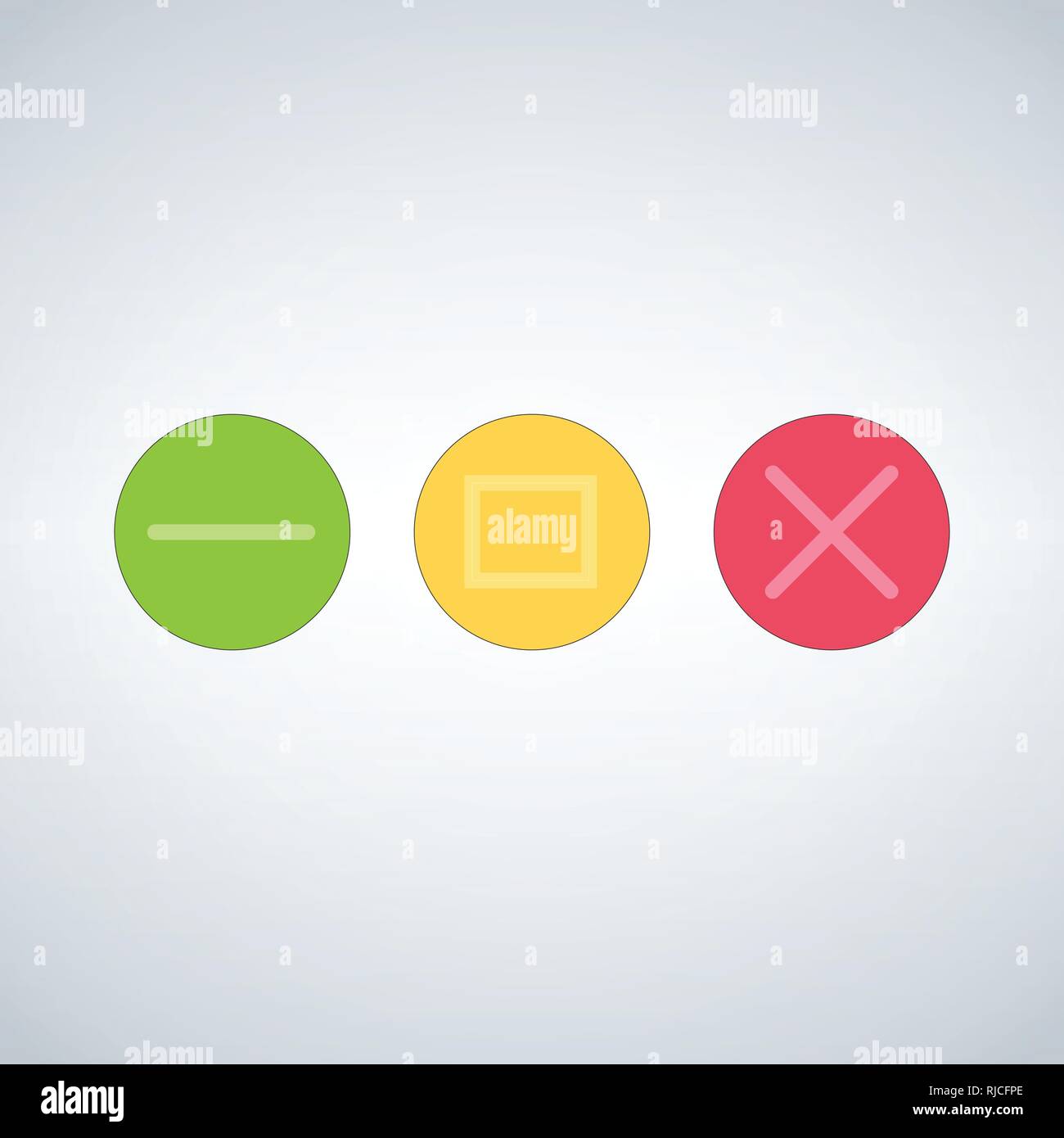 Clean OS or  multicolor buttons template Close minimize zoom full
