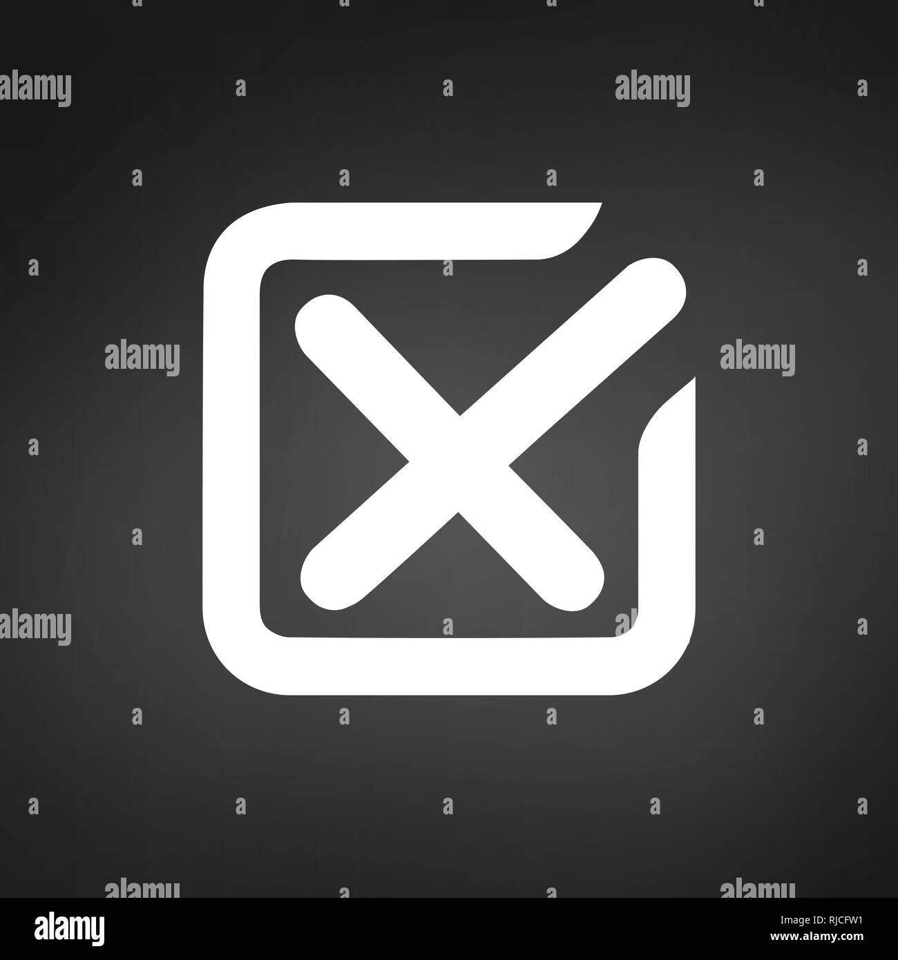 line check mark or check box cross icons . flat style vector illustration isolated on black background Stock Vector