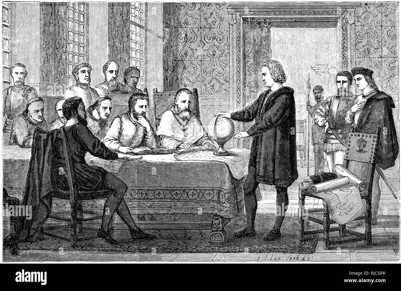 Columbus outlines journey to the Scientific Commission Stock Photo
