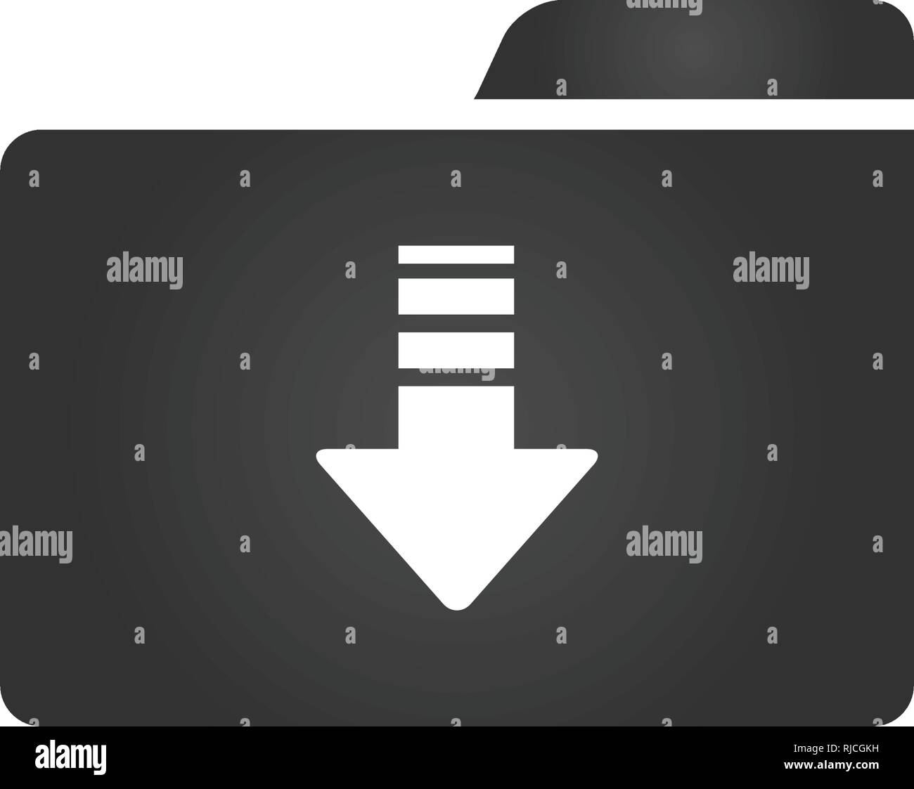 Folder Icon with download arrow in trendy flat style isolated on white ...