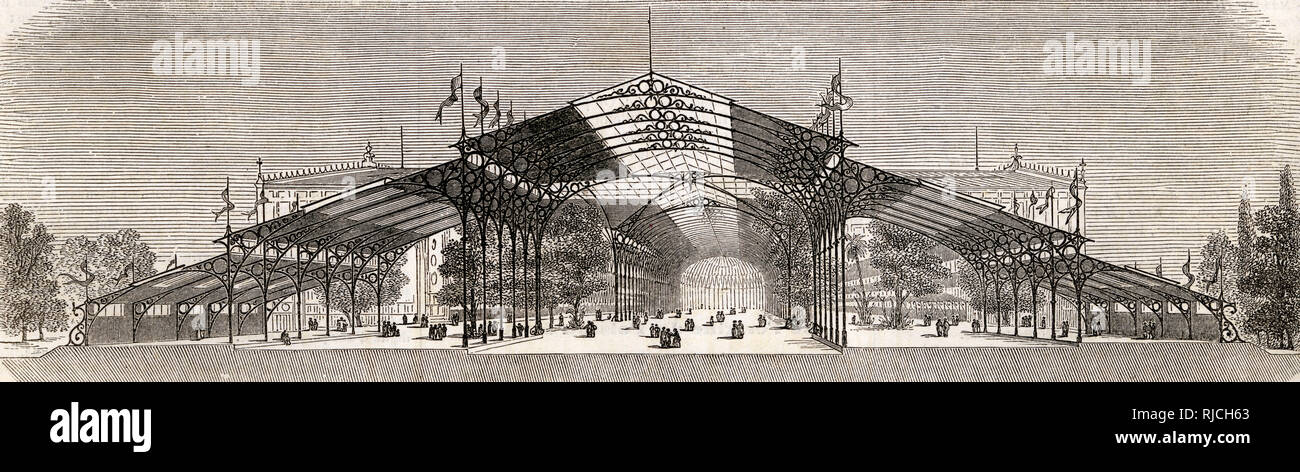 Hector Horeau's design for Crystal Palace interior 1851 Stock Photo