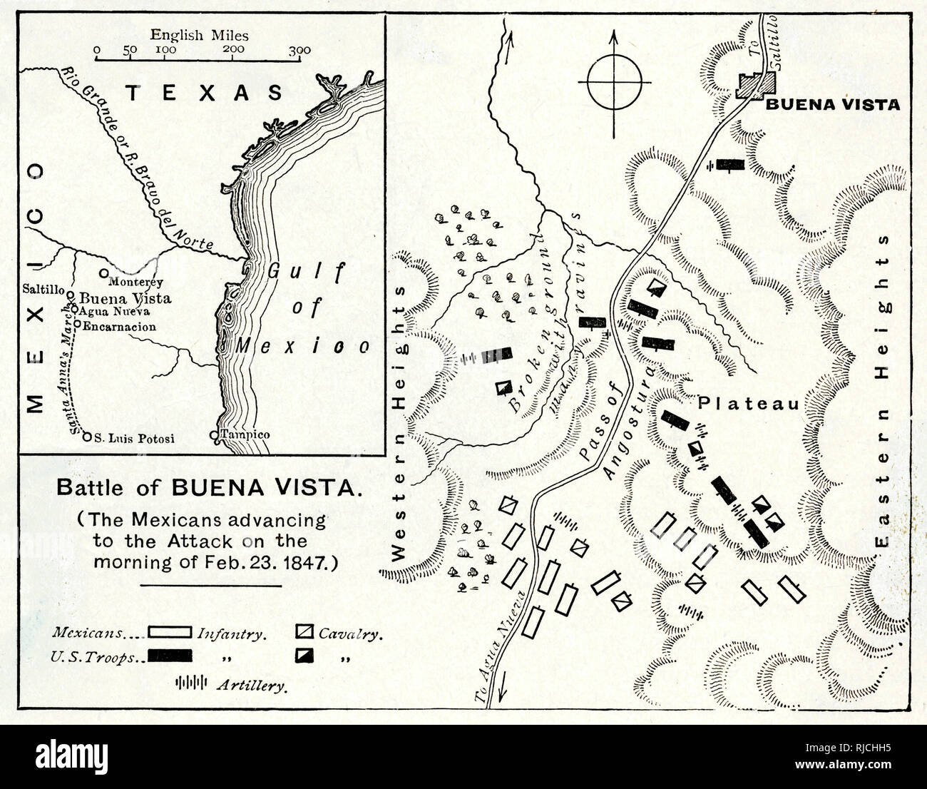 Map of the Battle of Buena Vista Stock Photo - Alamy