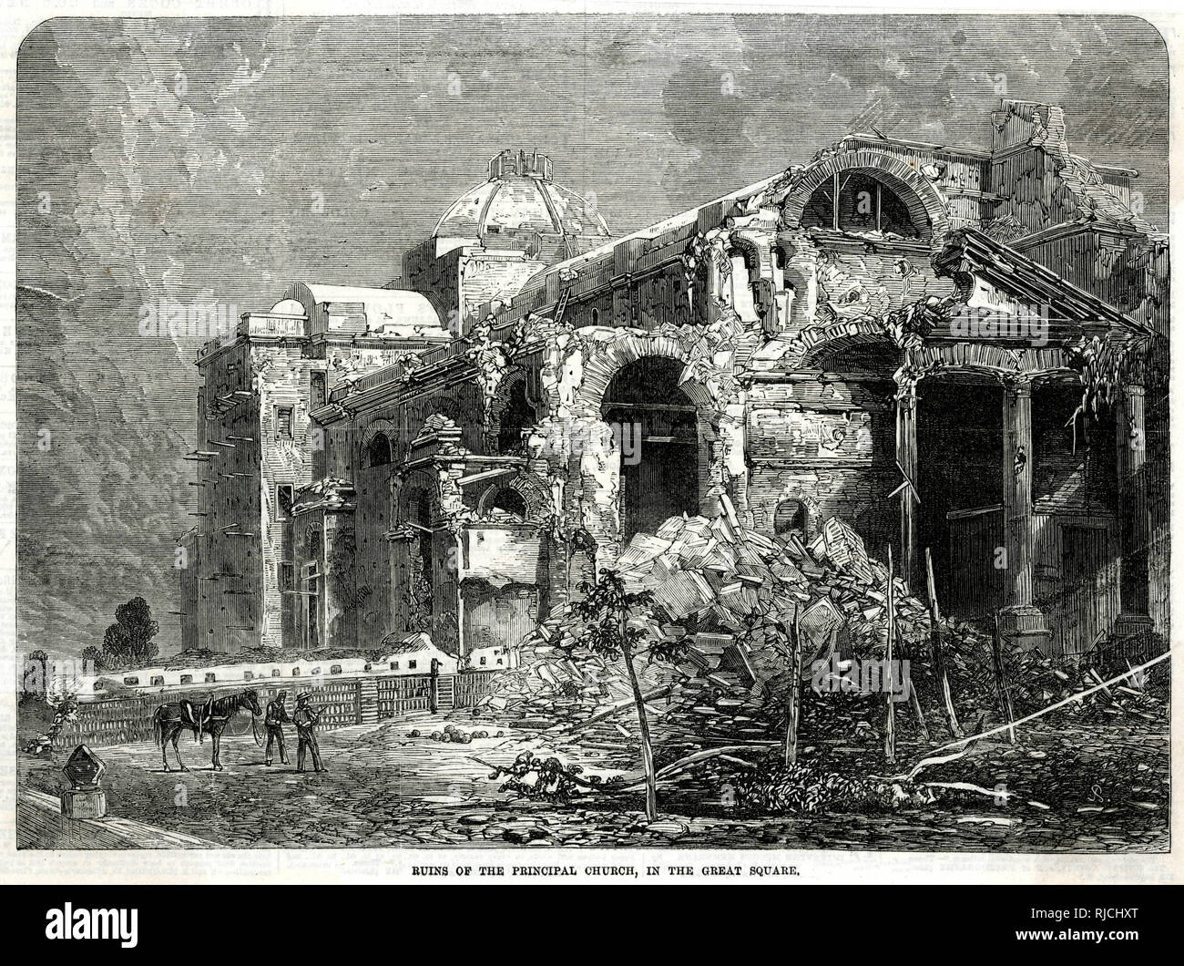 The Ruins of the Principal Church at Paysandu 1865 Stock Photo