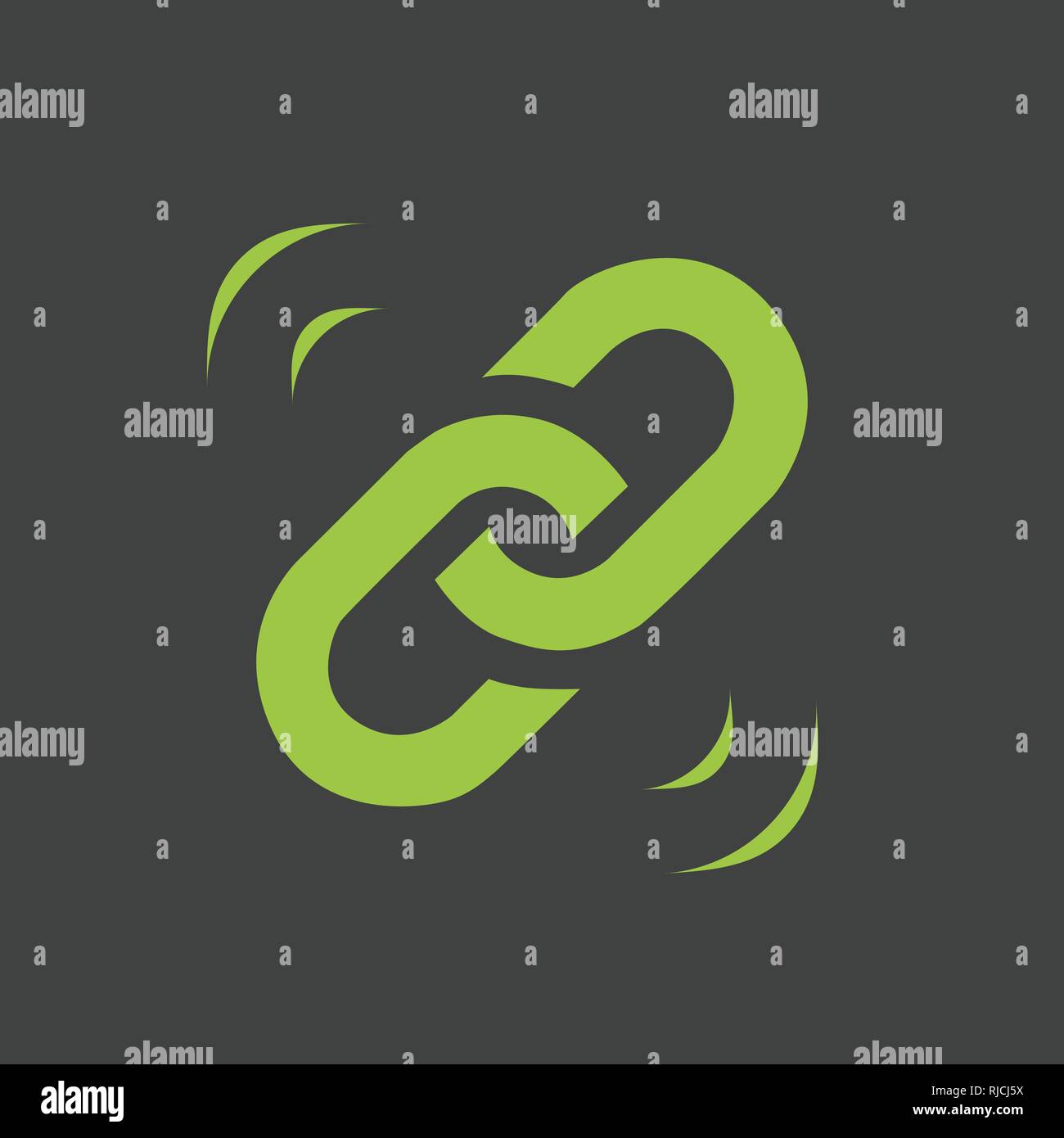 Chain, link flat green icon vector illustration isolated on grey background Stock Vector