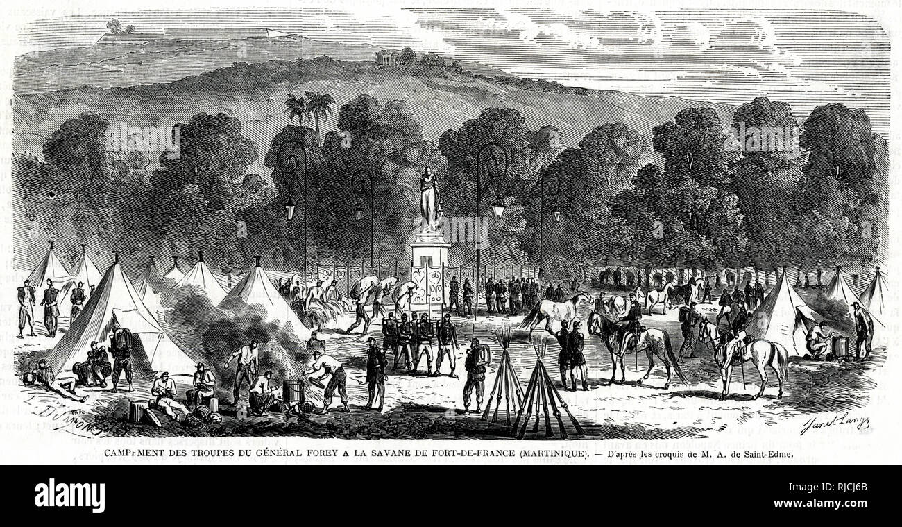 Encampment of General Forey's Troops at Fort-de-France Stock Photo