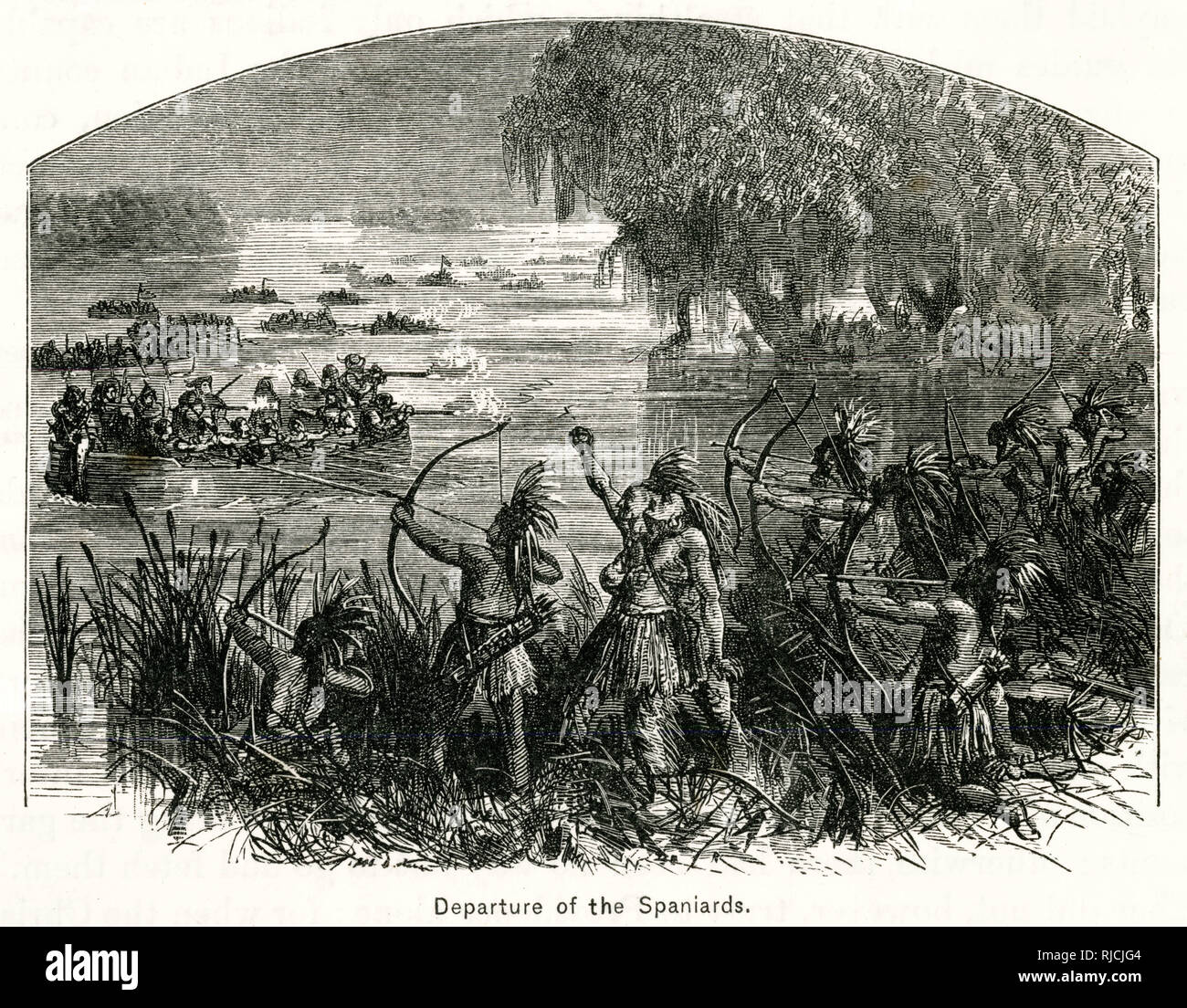 Conquistadors on Mississippi in Retreat Stock Photo