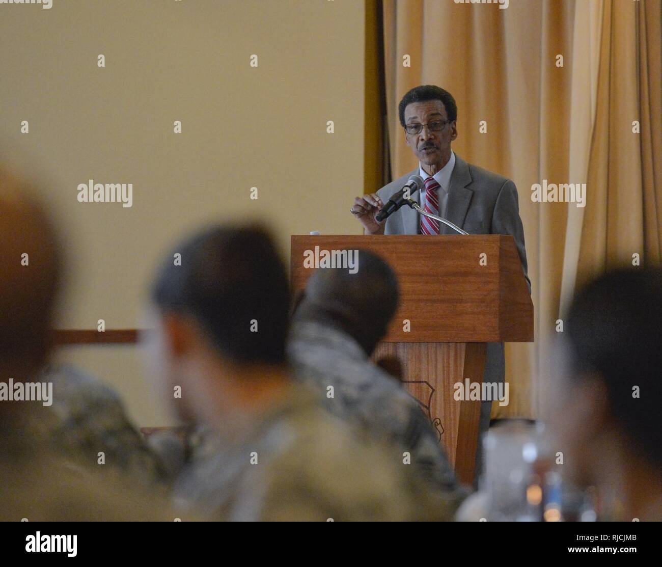 Ben Bruce, 56th Fighter Wing occupational safety manager, gives a