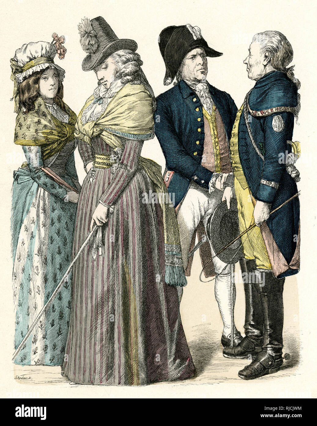 German men and women, including a Field Postmaster in uniform and a