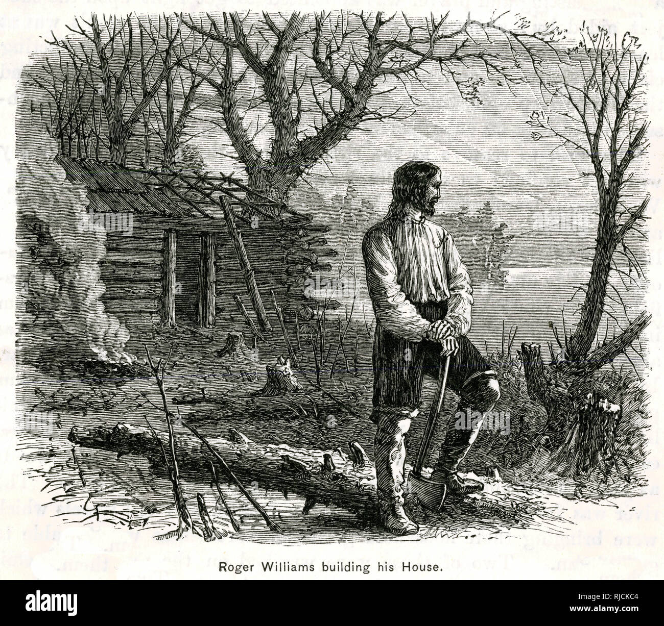 Roger Williams Building his Own Home Stock Photo