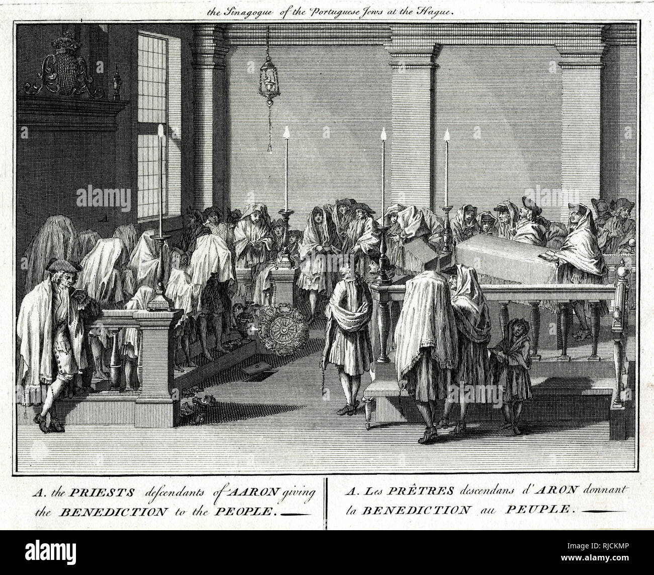 Descendants of Aaron giving the benediction to the people Stock Photo