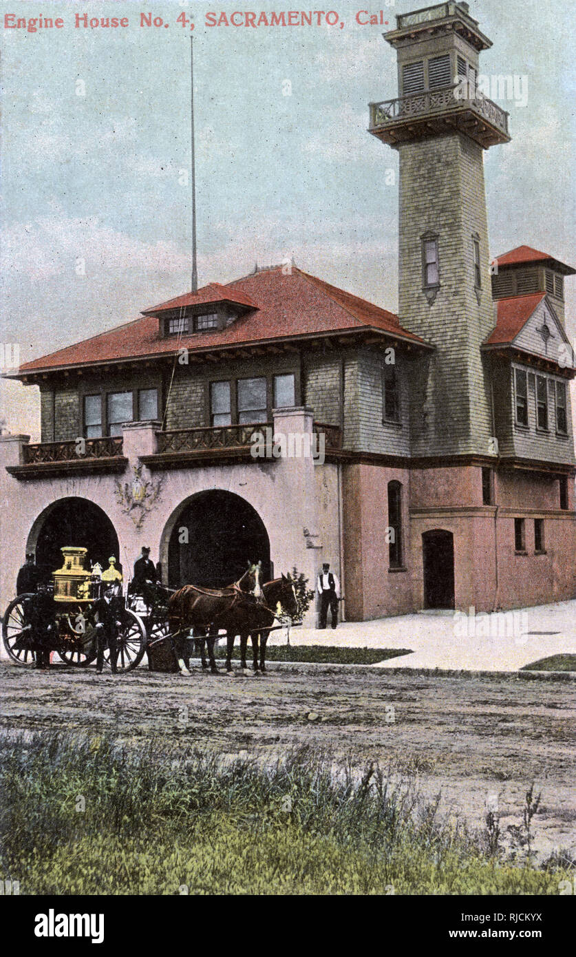 Fire Station engine house no. 4, Sacramento, California, USA Stock Photo