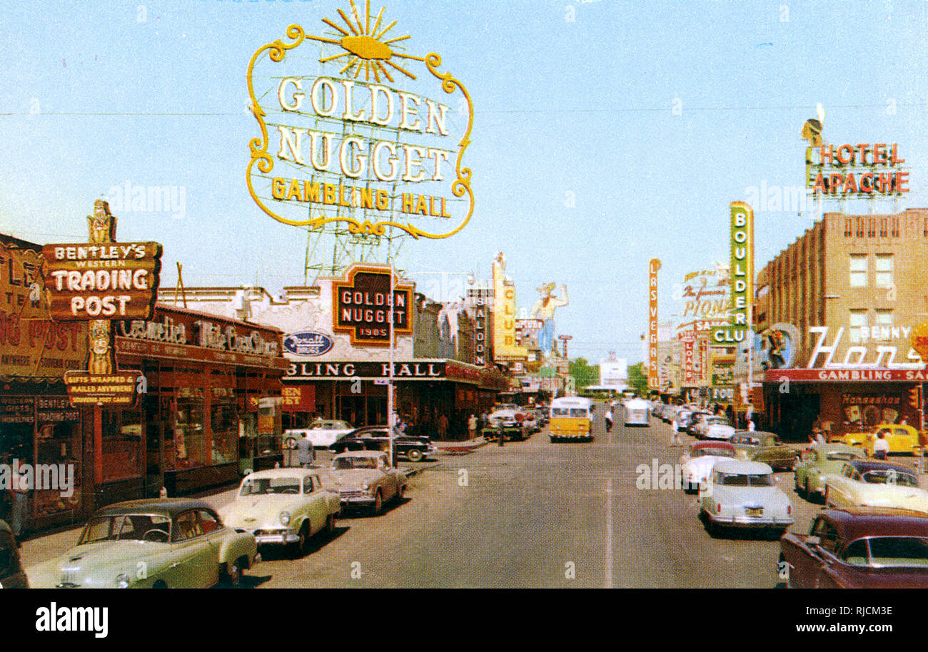 View of The Golden Nugget gambling hall, Fremont Street (looking west), Las Vegas, Nevada, USA. Stock Photo