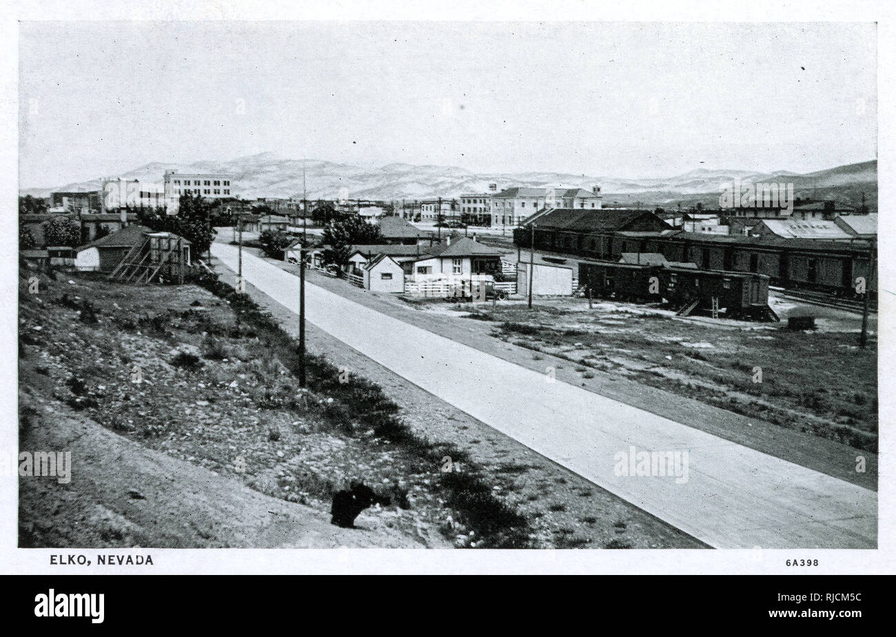 General view of Elko, Elko County, Nevada, USA, with railroad depot and