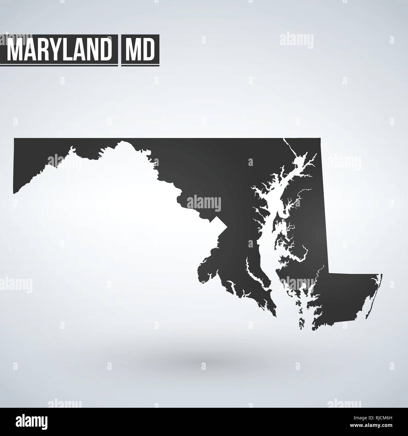 map of the U.S. state of Maryland isolated on white background Stock ...